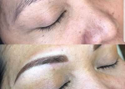 Before and after image of a henna brow service. (Eyebrow Henna Service (Henna Eyebrows Winnipeg))