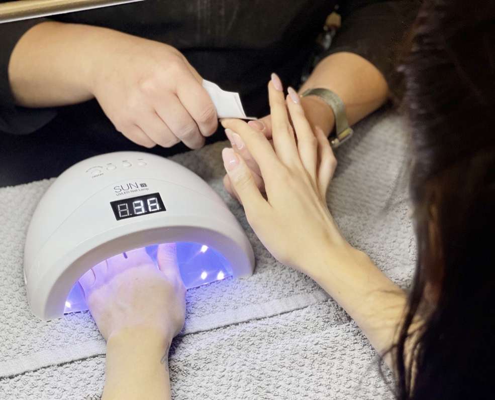 manicure service with light
