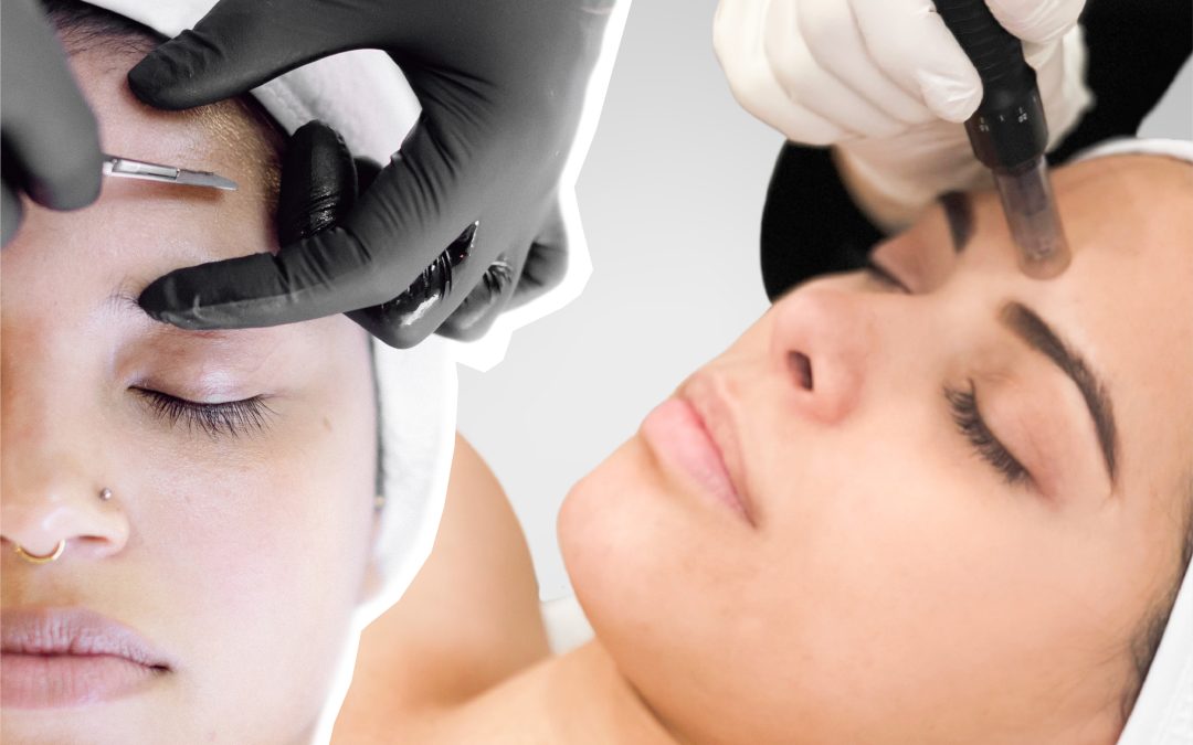 Two women receiving dermaplaning and mesotherapy advanced facial treatments